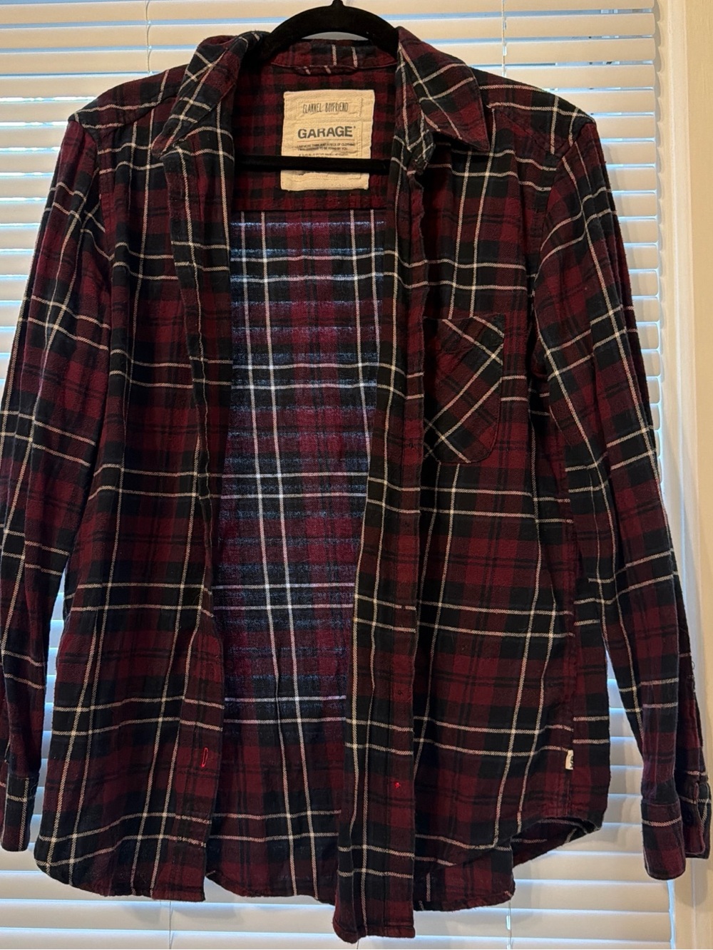 Garage Burgundy & Black Plaid Button-Up Shirt